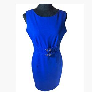 Calvin Klein Sleeveless Royal Blue Sheath for Dinner Office Events 8 Petite  EUC